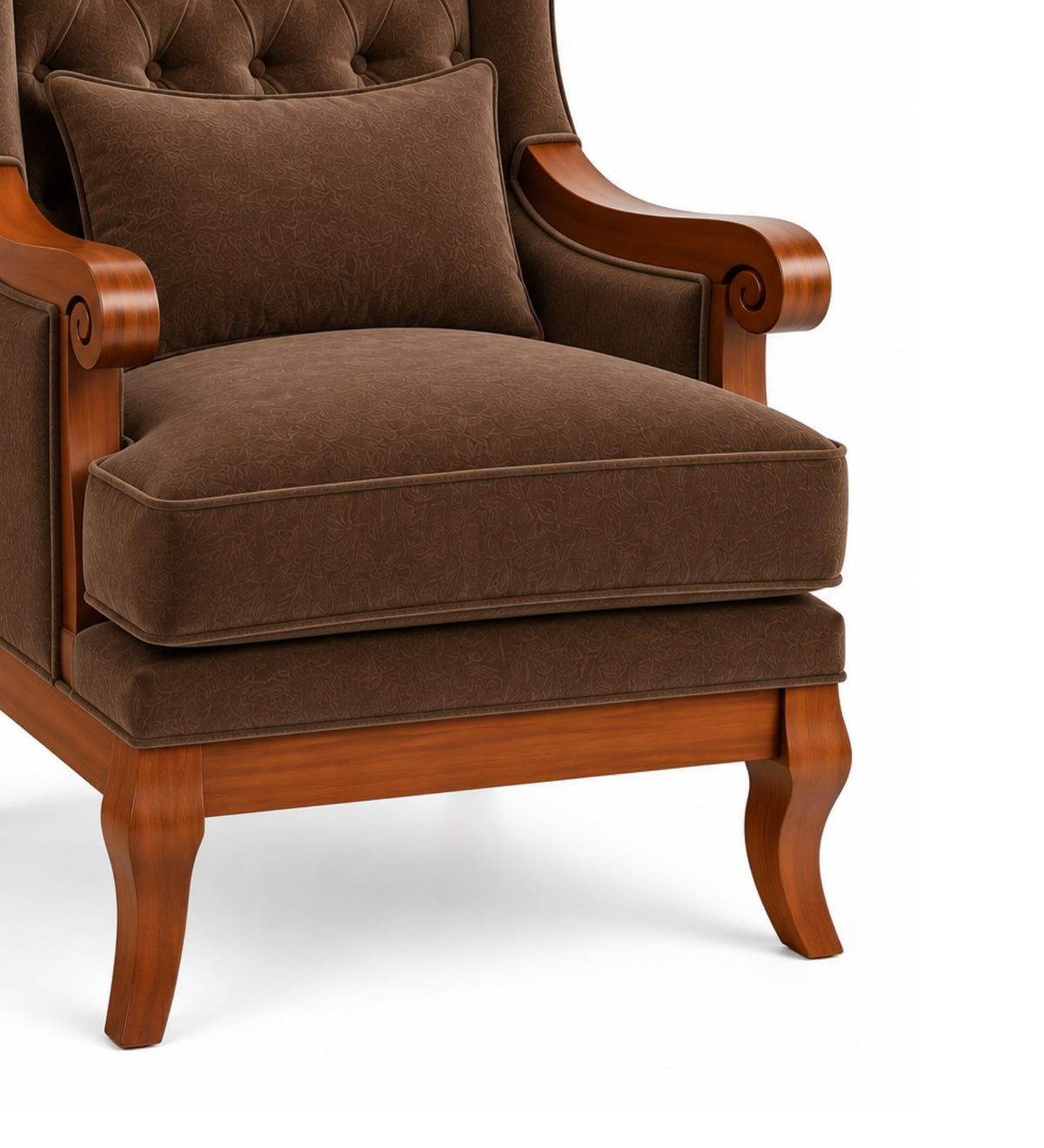 Elviora Teak Wood Wing Chair In Blue Colour