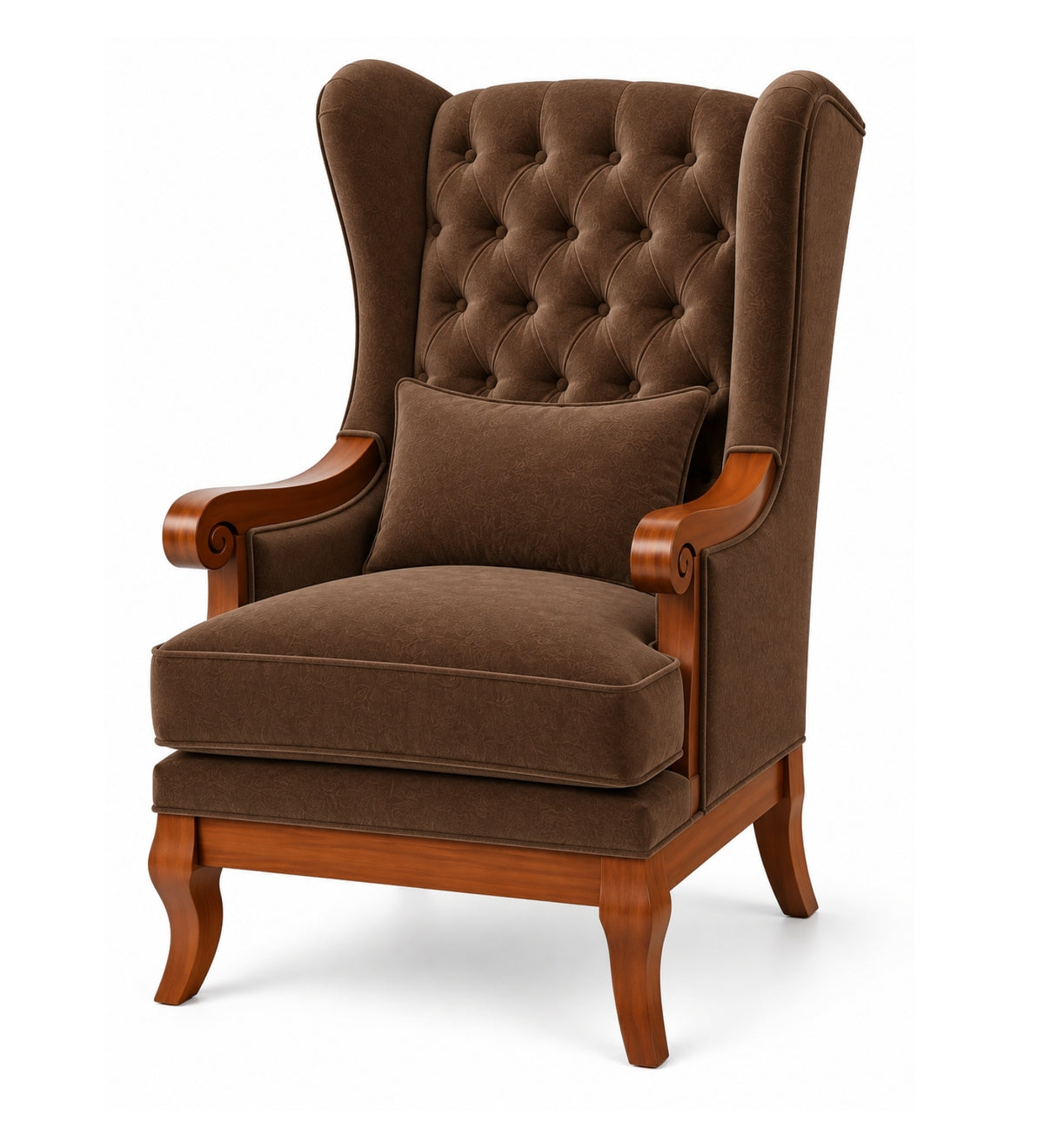 Elviora Teak Wood Wing Chair In Blue Colour