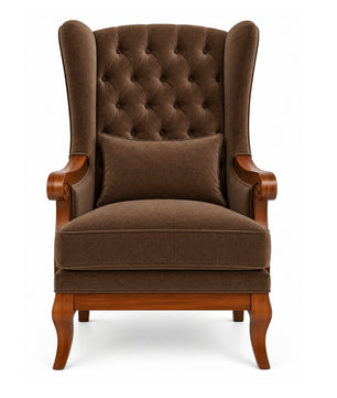 Elviora Teak Wood Wing Chair In Blue Colour