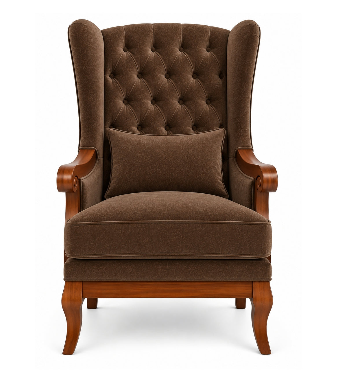 Elviora Teak Wood Wing Chair In Blue Colour