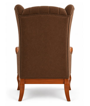 Elviora Teak Wood Wing Chair In Blue Colour