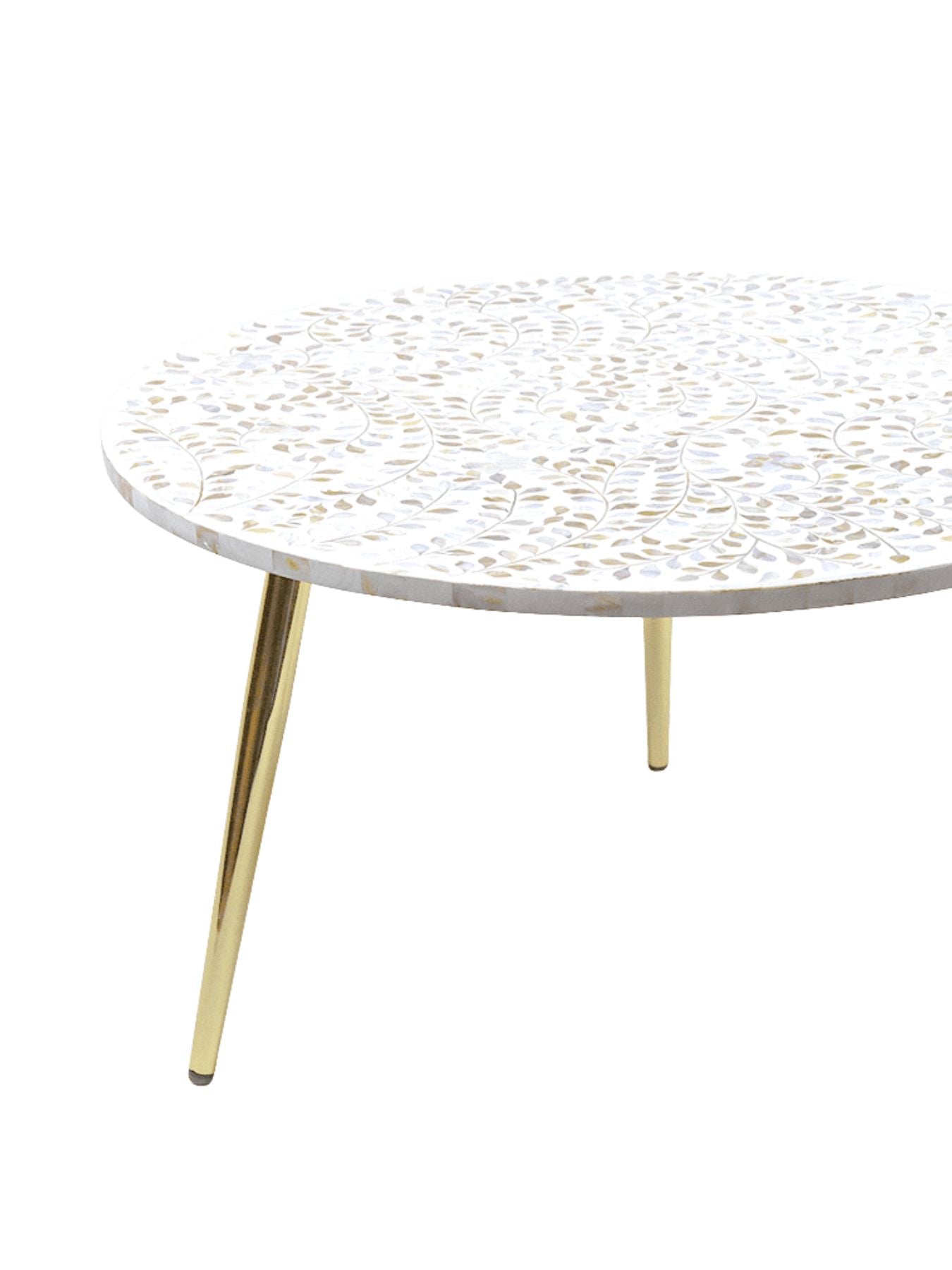 Trinity Mother of Pearl Inlay Round Coffee Table