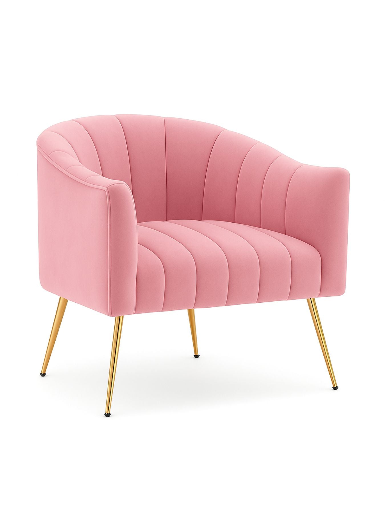 Modern Velvet Barrel Chair with Gold Metal Legs