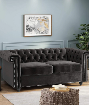 Brinkhaven Tufted Loveseat with Nailhead Trim - Velvet