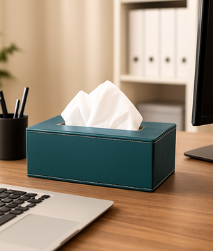 Leather Tissue Box-Bottle Green