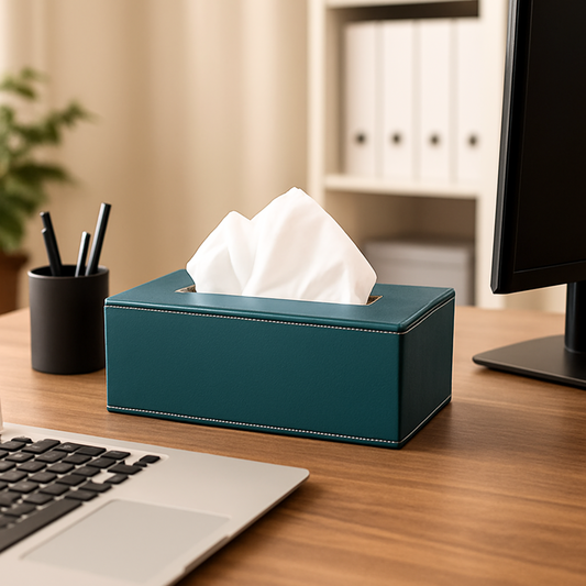 Leather Tissue Box-Bottle Green