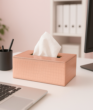 Leather Tissue Box-Rose Gold