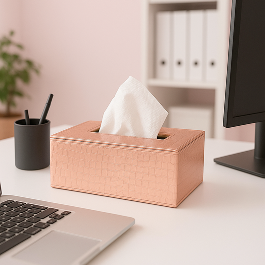 Leather Tissue Box-Rose Gold