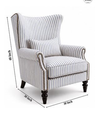 Coastal Stripe Wing Chair