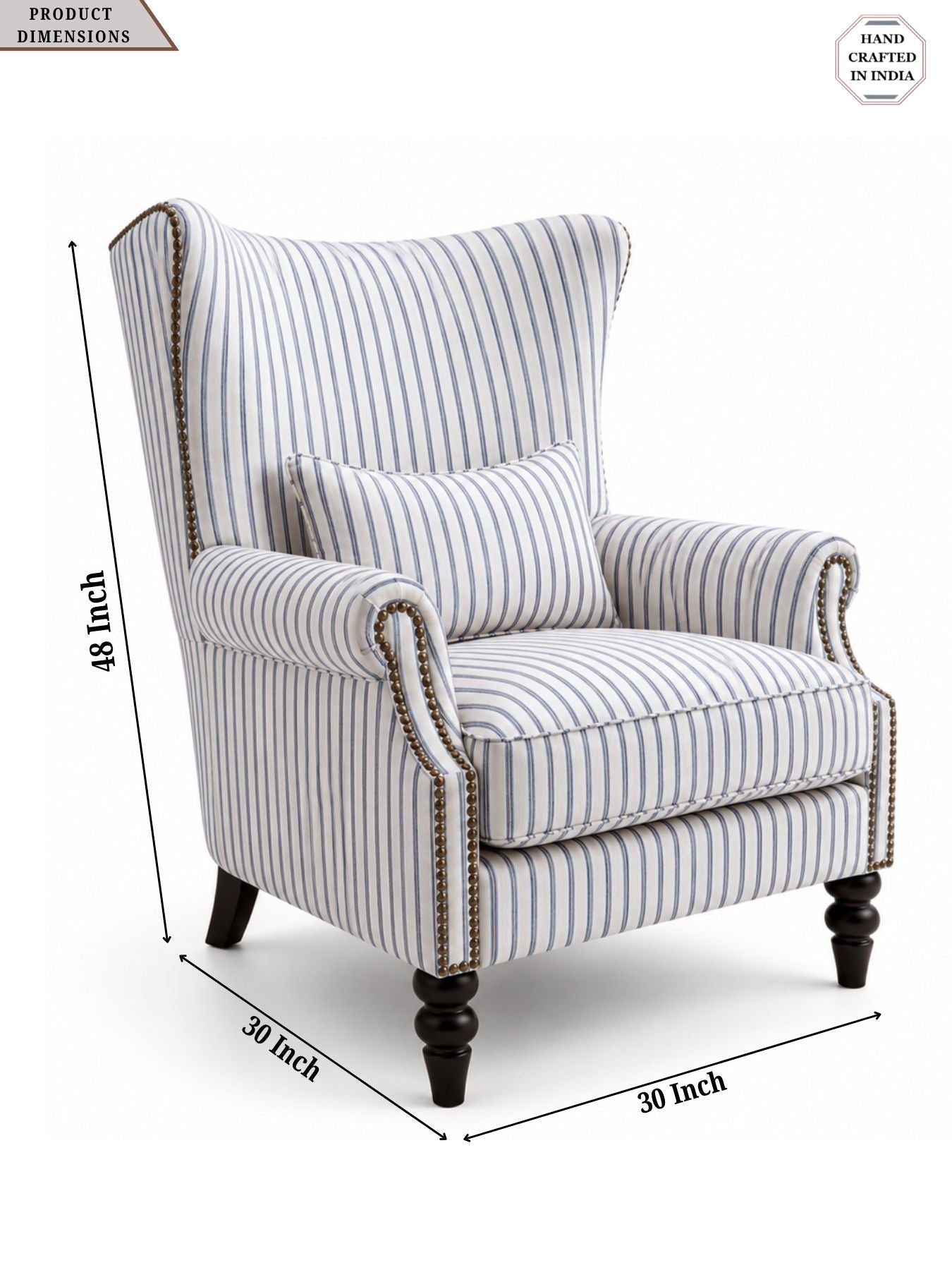 Coastal Stripe Wing Chair