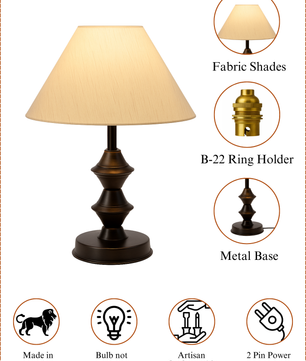 Wooden Table Lamp with Cotton Shade