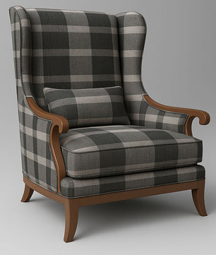 Elegant Wingback Accent Chair in Premium Velvet Fabric with Cushion