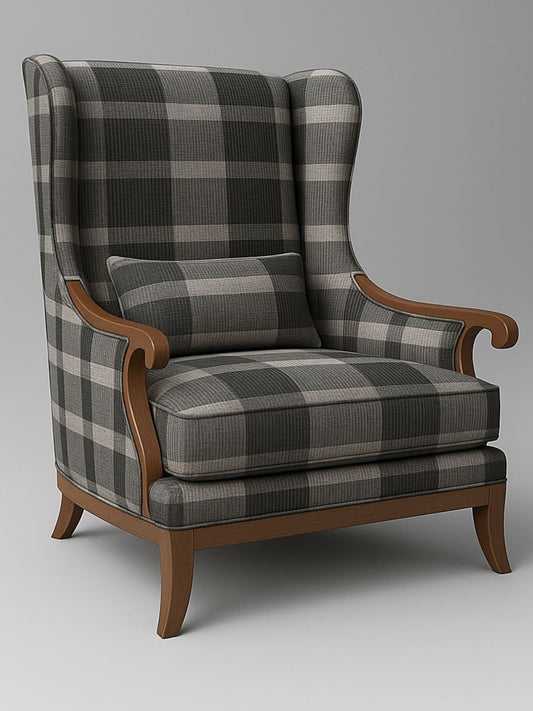 Elegant Wingback Accent Chair in Premium Velvet Fabric with Cushion