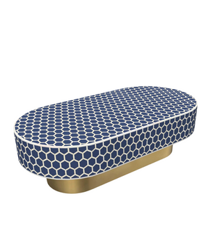 Inlay Jordan Oval Shape Coffee Table- Honeycomb