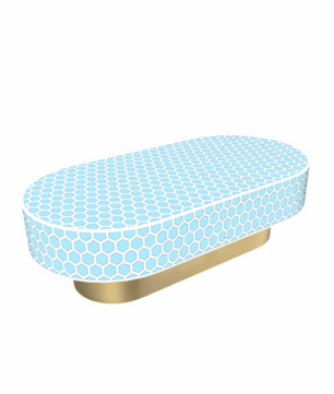 Inlay Jordan Oval Shape Coffee Table- Honeycomb