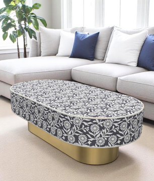 Inlay Jordan Oval Shape Coffee Table - Sunflower