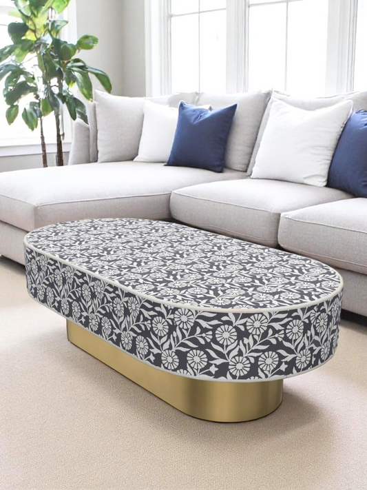 Inlay Jordan Oval Shape Coffee Table - Sunflower