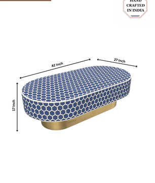 Inlay Jordan Oval Shape Coffee Table- Honeycomb