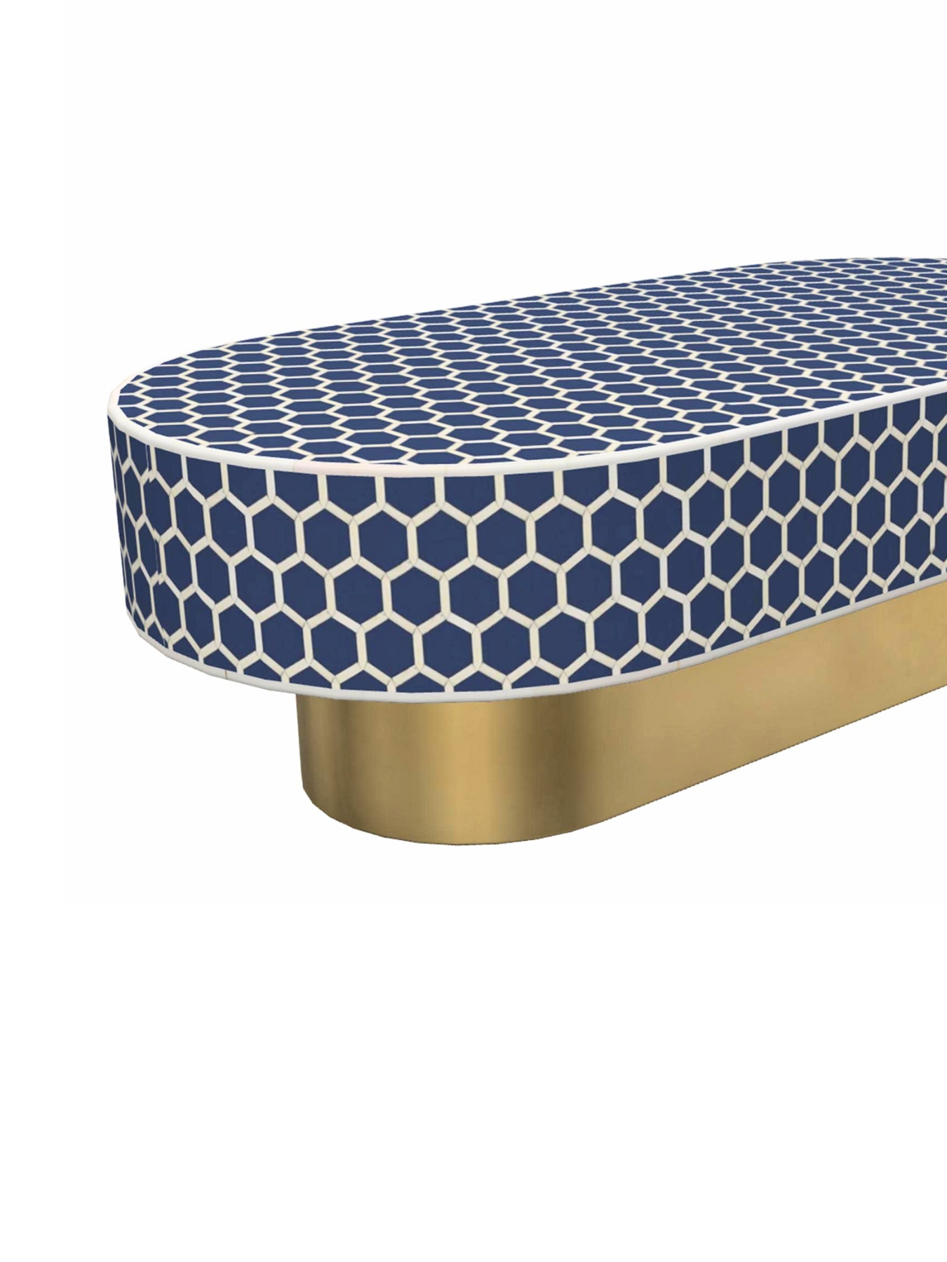 Inlay Jordan Oval Shape Coffee Table- Honeycomb