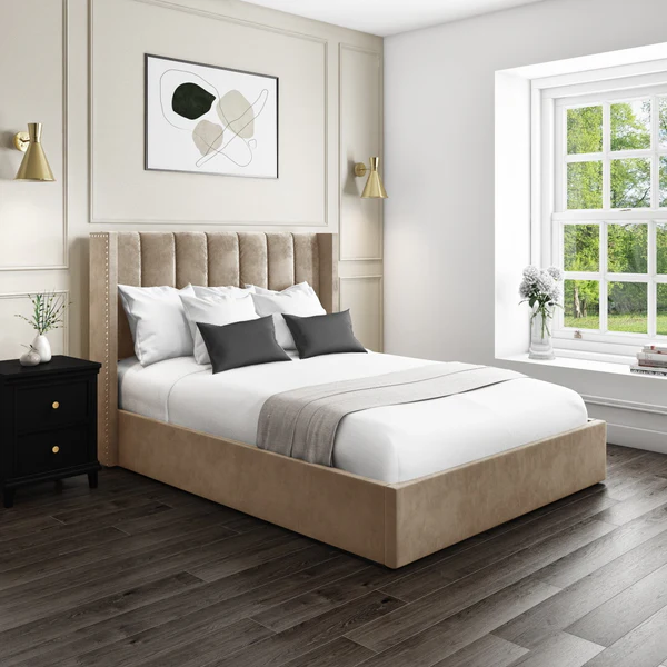 Maddox Vertical Upholstered Wingback Bed