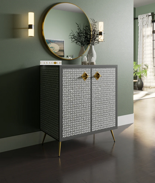 Inlay Storage Cabinet - Geometric Floral