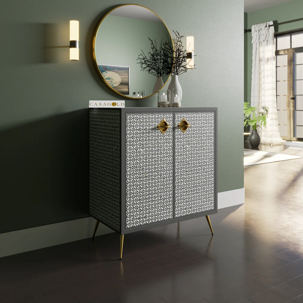 Inlay Storage Cabinet - Geometric Floral