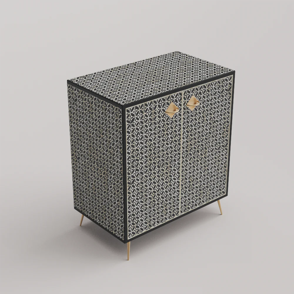 Inlay Storage Cabinet - Geometric Floral
