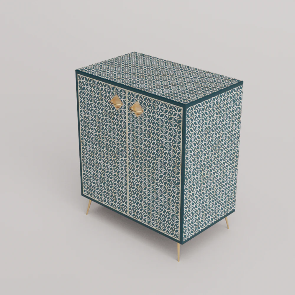 Inlay Storage Cabinet - Geometric Floral