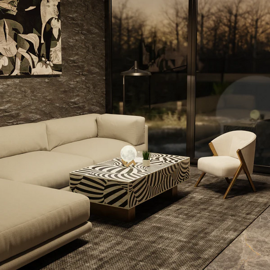 Inlay Coiled Rectangular Coffee Table- Luxe