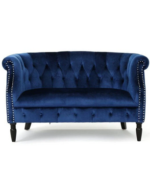 Velvet Rolled Arm Chesterfield Loveseat