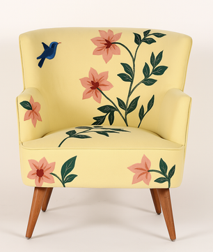 Alcove Velvet Lounge Chair in Sunshine Yellow Color