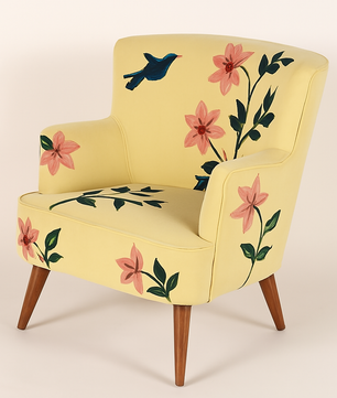Alcove Velvet Lounge Chair in Sunshine Yellow Color
