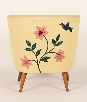 Alcove Velvet Lounge Chair in Sunshine Yellow Color