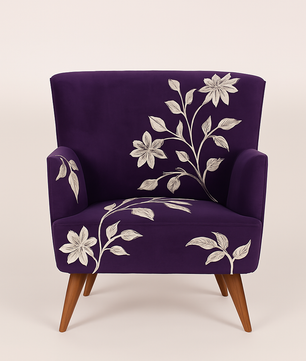 Alcove Velvet Lounge Chair in Royal Blue Colour
