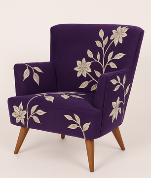 Alcove Velvet Lounge Chair in Royal Blue Colour