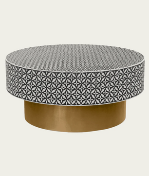 Inlay Round Coffee Table- Geomertric Flower