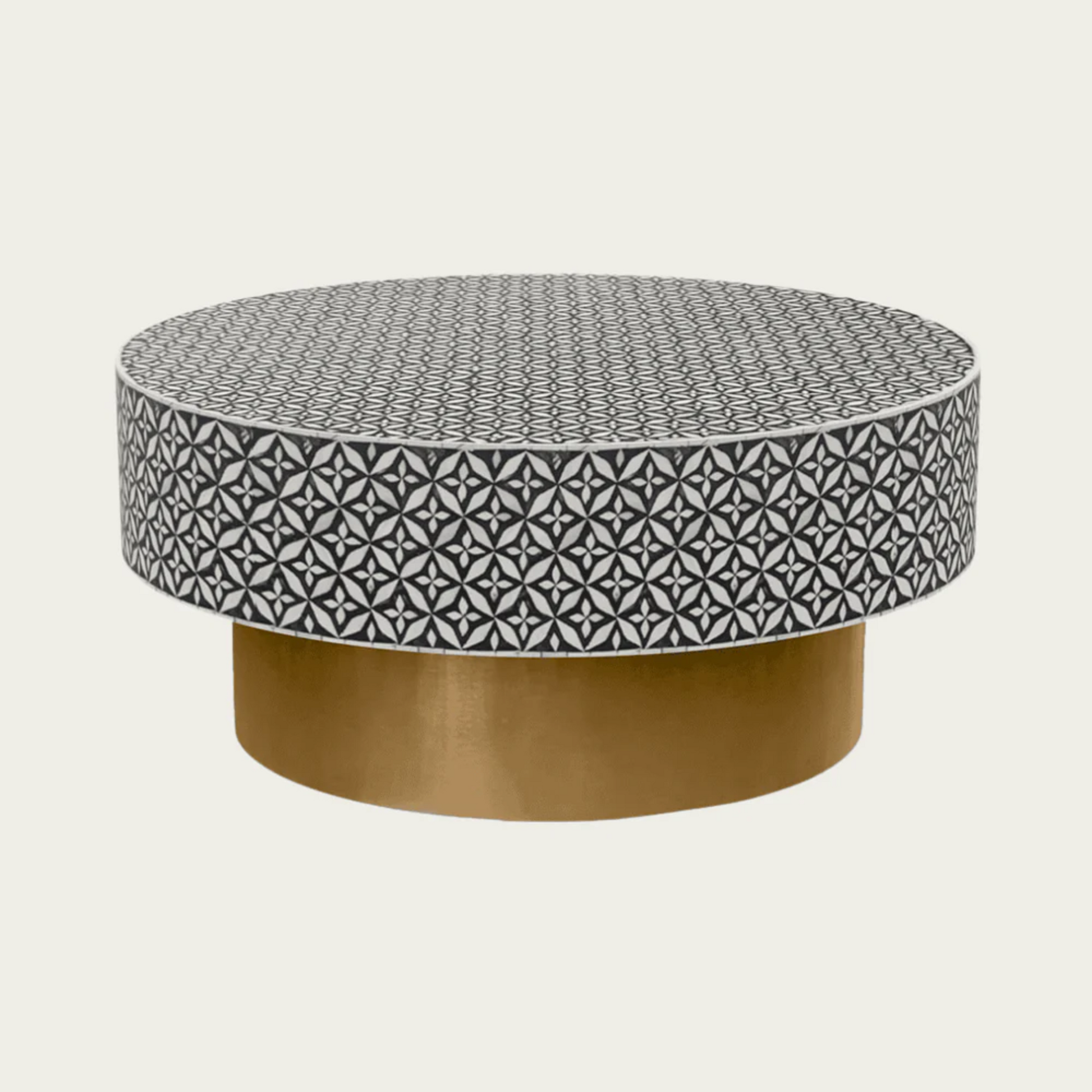 Inlay Round Coffee Table- Geomertric Flower