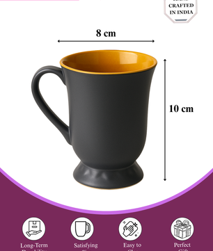 Glossy Black Ceramic Coffee Mug – 350ML