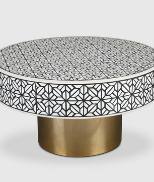 Ossein Iron New Center Table in Black & White Colour