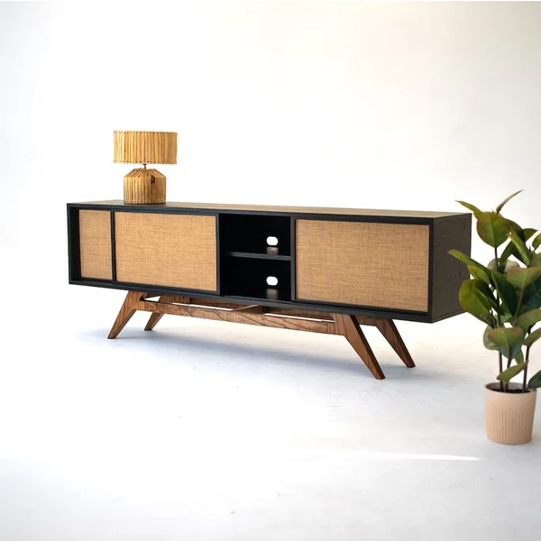 Modern Rattan TV Cabinet