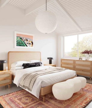 Carmen Teak Wood Rattan Bed