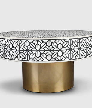Ossein Iron New Center Table in Black & White Colour