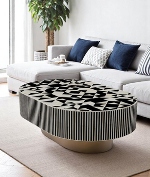 Inlay Jordan Oval Shape Coffee Table - Kingsley