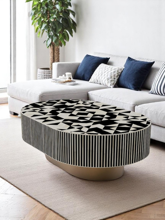 Inlay Jordan Oval Shape Coffee Table - Kingsley
