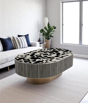 Inlay Jordan Oval Shape Coffee Table - Kingsley