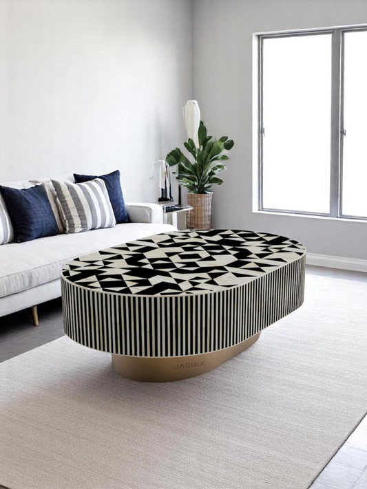 Inlay Jordan Oval Shape Coffee Table - Kingsley
