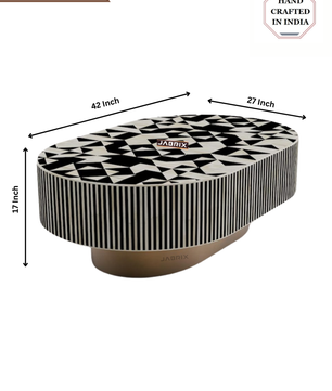 Inlay Jordan Oval Shape Coffee Table - Kingsley