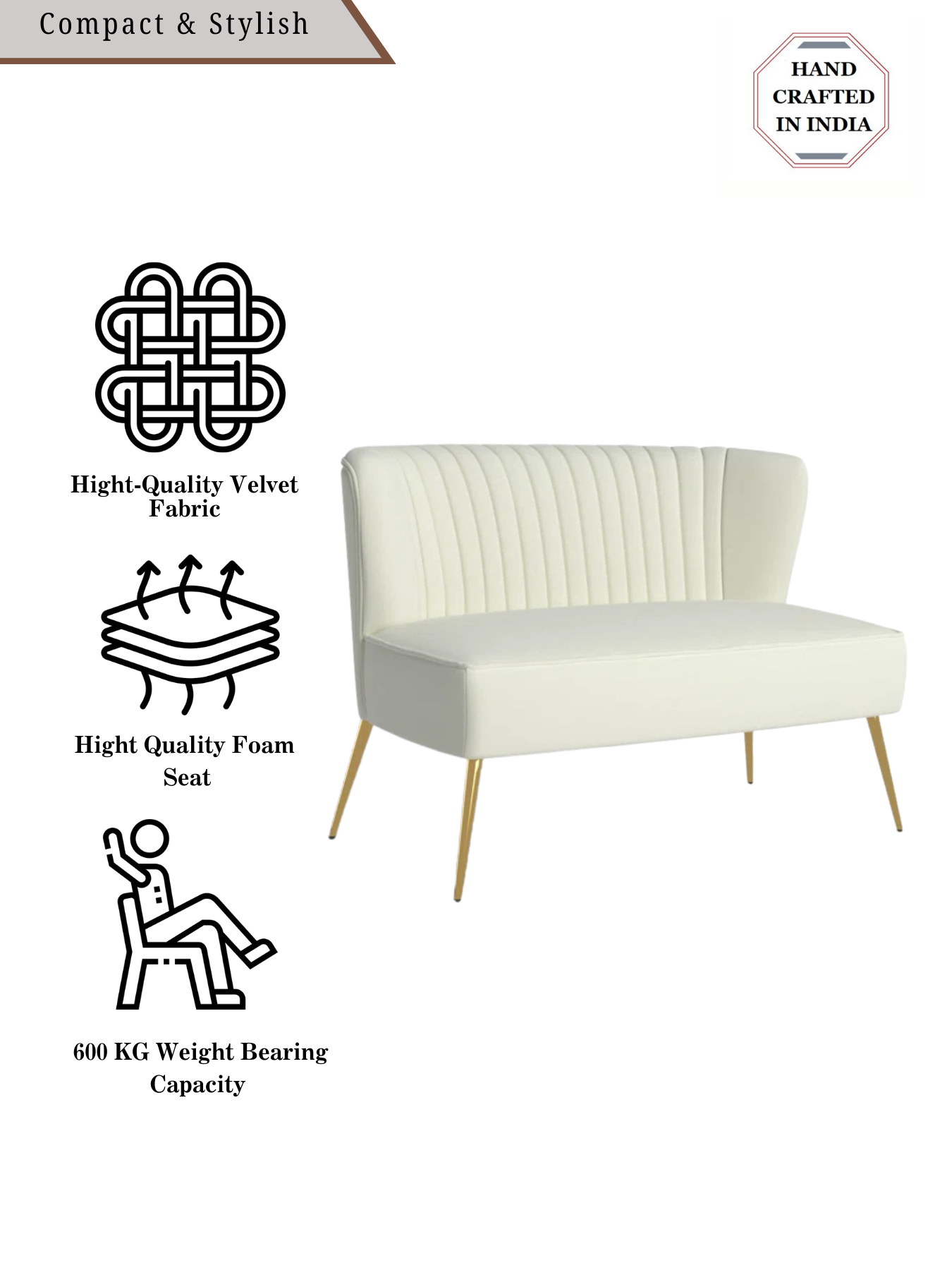 Velvet 2-Seat Armless Loveseat