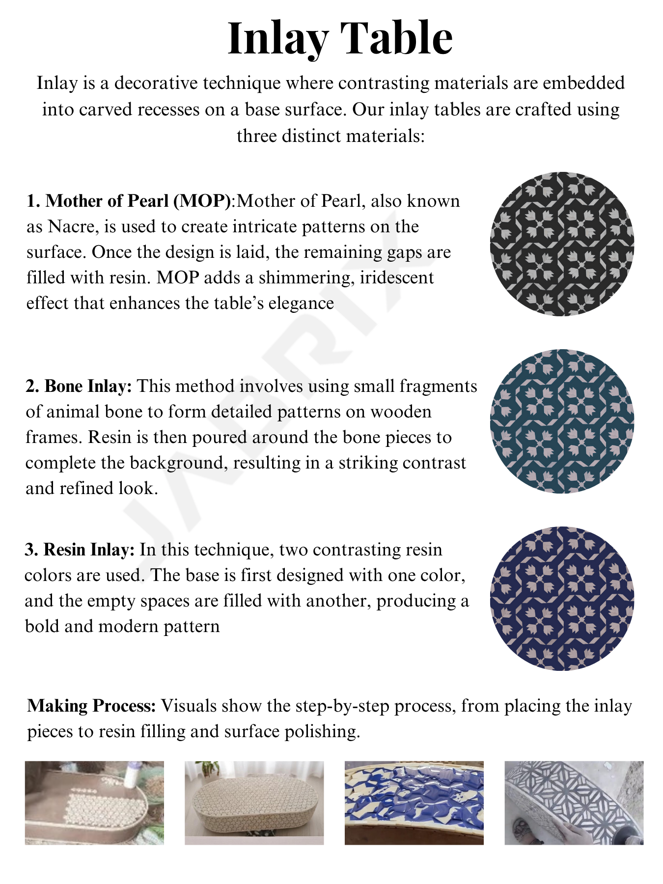 Trinity Mother of Pearl Inlay Round Coffee Table