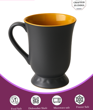 Glossy Black Ceramic Coffee Mug – 350ML